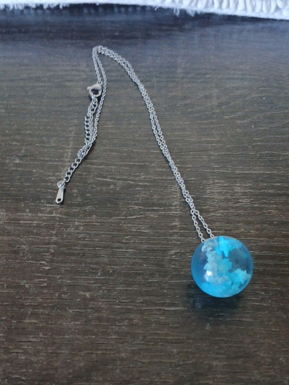 Blue Glass Orb Pendant Necklace - Women Jewelry